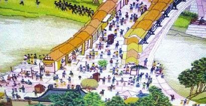 十字绣《清明上河图》局部。 十字绣《清明上河图》局部。